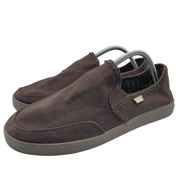 Sanuk Vagabond Mens 9.5 Dark Brown Slip-On Sneaker LX Comfort Casual Shoes - Picture 4 of 12